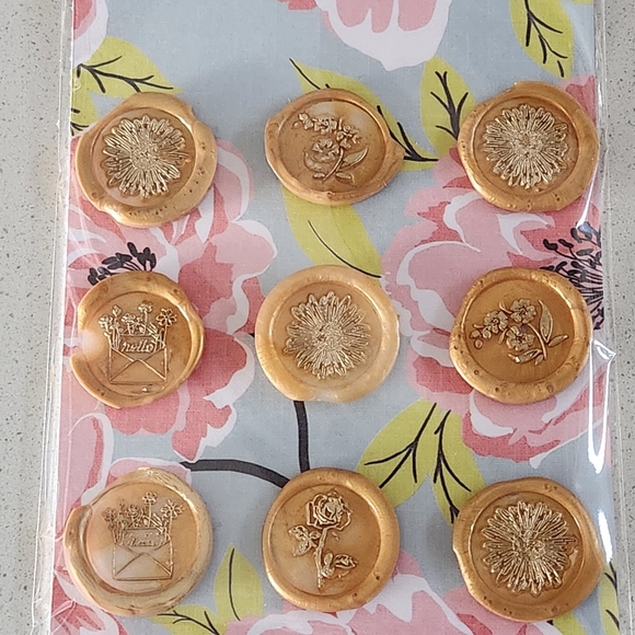 Gold Wax seals stickers.  Envelope seals. - Picture 8 of 11
